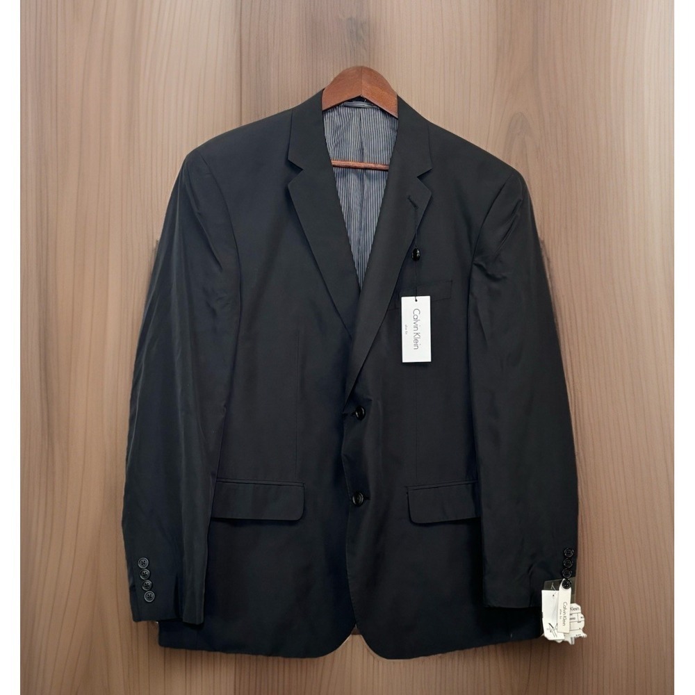 Calvin Klein Slim Fit Suit Jacket Blazer Men's 44R Black 2 Button Lined NEW Tags